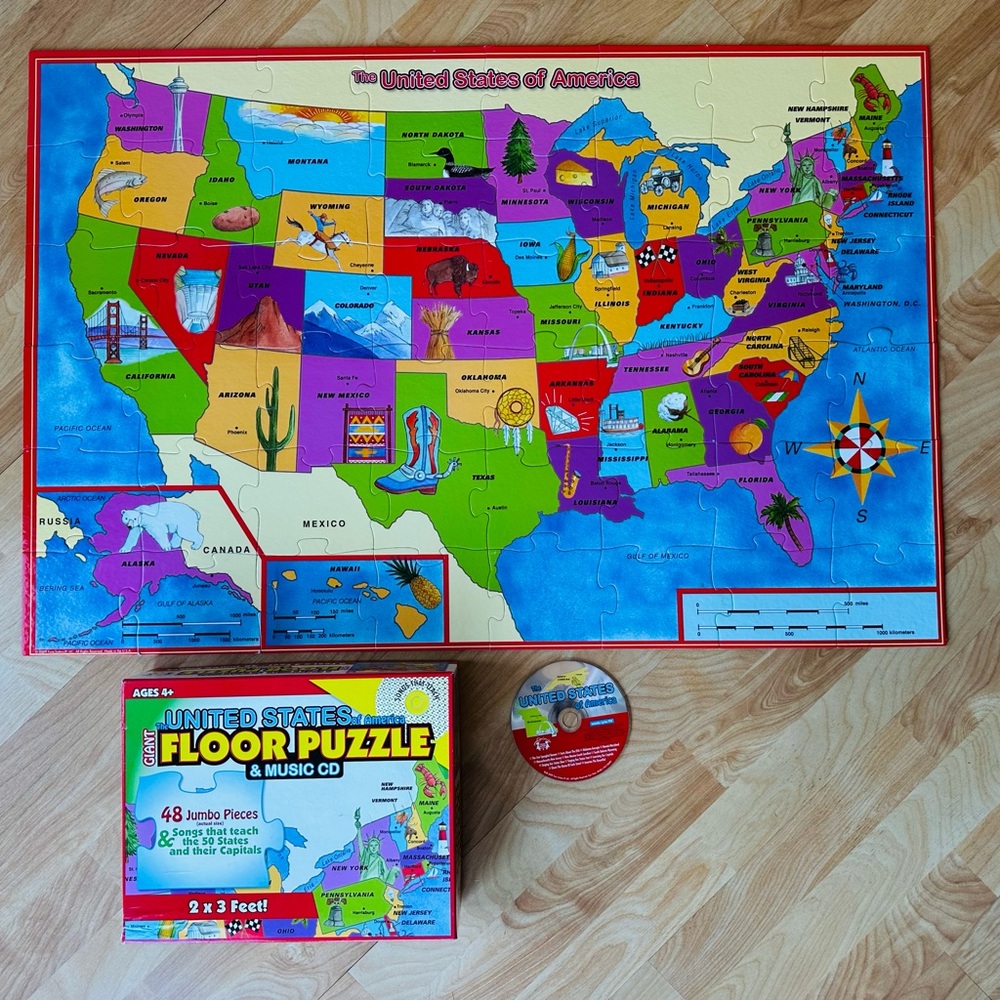 United States Floor Puzzle with CD